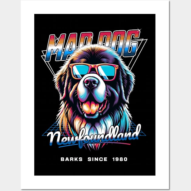 Mad Dog Newfoundland Dog Wall Art by Miami Neon Designs